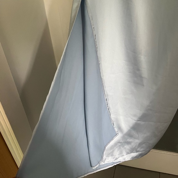 NWT SELMACILEK pale blue one-shoulder satin maxi dress, size medium - Picture 7 of 10